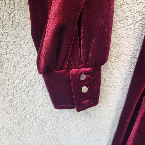 HALOGEN Women’s Dress Extra Small Burgundy Velvet Holiday Whimsigoth - Picture 7 of 11